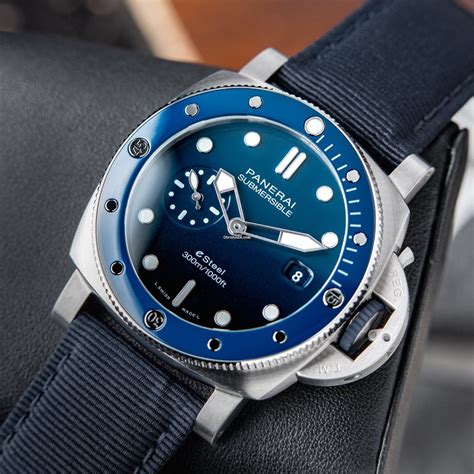 panerai submersible blue face|pre owned Panerai submersible.